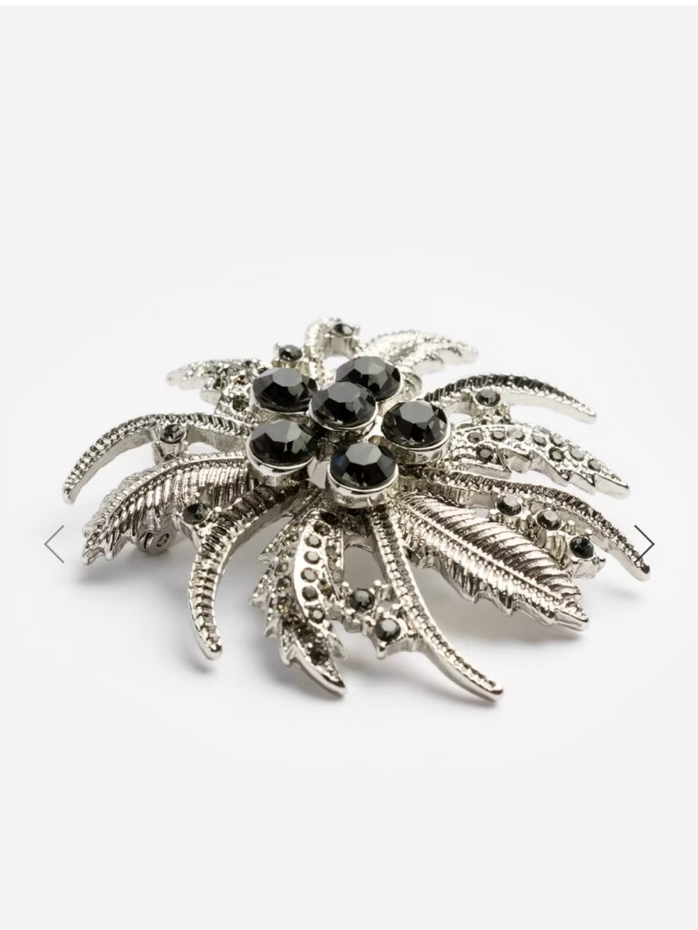 Johnny Was Flower Brooch Silver Tone Smoky Rhinestone Bouquet Pin - Picture 4 of 5